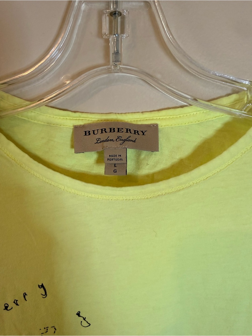 Burberry Neon Yellow Graphic Tee - Picture 2 of 6
